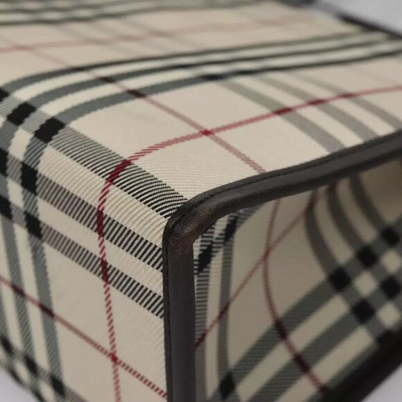 BURBERRY Nova Check Hand Bag Canvas Beige Brown Auth BA050 - Picture 11 of 15